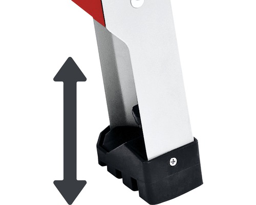 Verstellbarer Fuss einer Leiter mit Pfeil