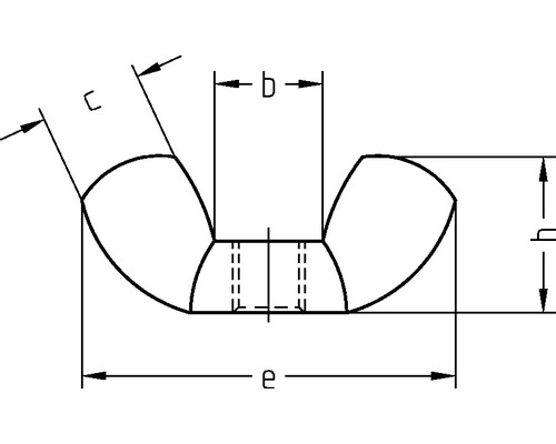 Dessin technique d''un écrou papillon avec indications de dimensions