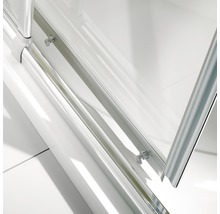 Douche accès d'angle avec porte coulissante Breuer Express Q72 Fara 4 70-80 cm hauteur 185 cm en verre transparent profilé couleur argent mat-thumb-2