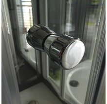 Douche accès d'angle avec porte coulissante Breuer Fara 6 90x90 cm verre transparent profilé couleur blanc-thumb-3