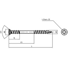 Vis à tête fraisée pour terrasse JD Plus avec empreinte étoile 5.0 x 60 mm, acier inoxydable A2, 100 unités-thumb-1