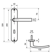 Poignée sur plaque longue Vanda alu F1 anodisé cylindre profilé avec 2 poignées pour portes d’appartement gauche/droite-thumb-1