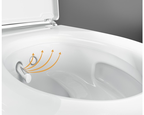 Toilette mit Bidetfunktion und Wasserdüsen