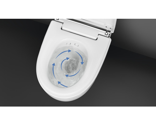 Weisses WC mit Spülwasserwirbel