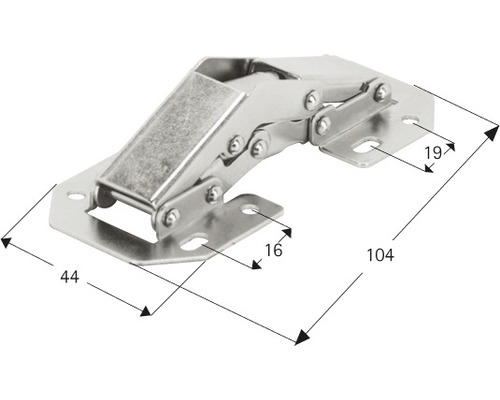 Möbelscharnier mit Maßangaben