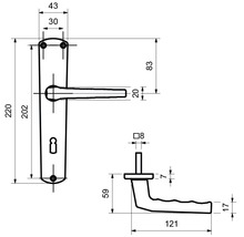 Poignée sur plaque longue Maria alu F2 anodisé cylindre profilé avec poignée x2 pour portes intérieures gauche/droite-thumb-1