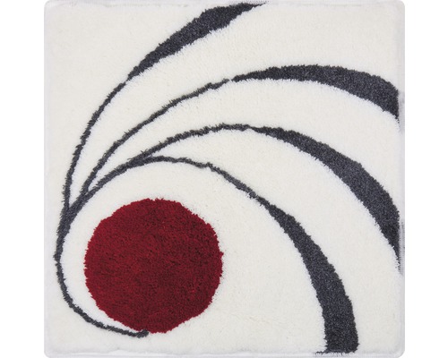 Quadratische Badematte mit abstraktem Muster aus Kreisen und Linien