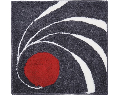 Tapis carré avec motif abstrait composé d''un cercle et de lignes courbes