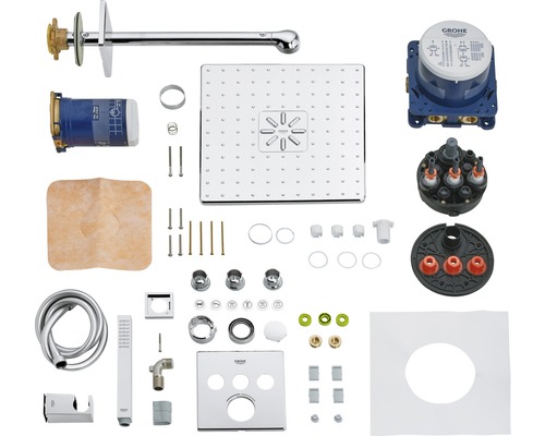 Grohe Rainshower Duschsystem mit Kopfbrause, Handbrause und Thermostat