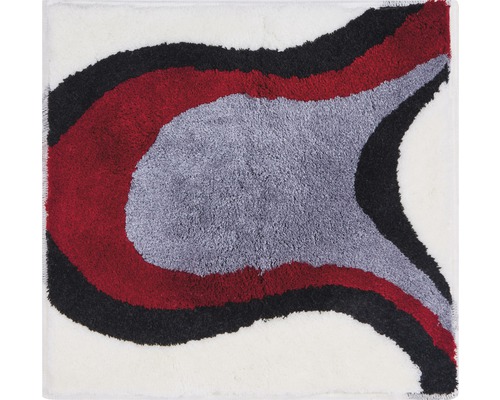 Quadratischer Teppich mit abstraktem Muster in Grau, Rot und Schwarz