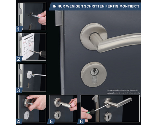 Schritt-für-Schritt-Anleitung zur Montage eines Türbeschlags.