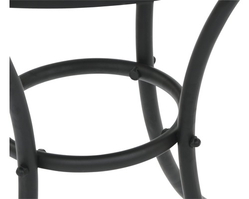 Detailaufnahme des Untergestells eines Tisches aus Metall