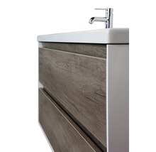 Meuble sous-lavabo avec deux tiroirs aspect bois