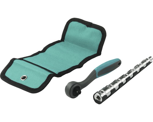 Jeu de clés à douille tubulaires avec cliquet et sacoche