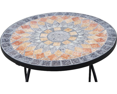 Table ronde en mosaïque avec structure métallique pour l''extérieur