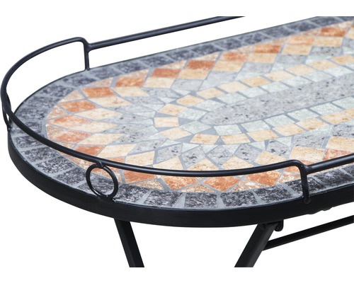 Beistelltisch mit Mosaikplatte und Metallgestell