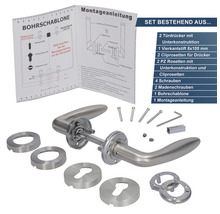 Türdrücker Set mit Montageanleitung und Bohrschablone