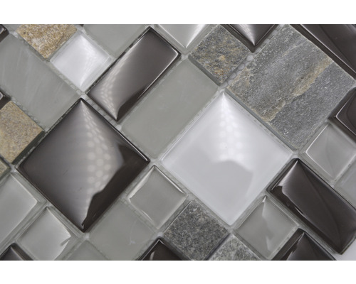 Mosaikfliese mit Glas- und Steinoptik