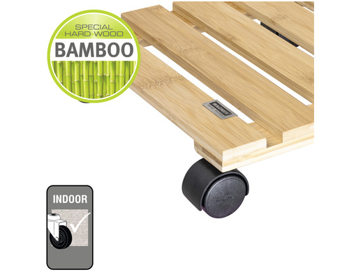 Support à roulettes en bois de bambou pour l''intérieur