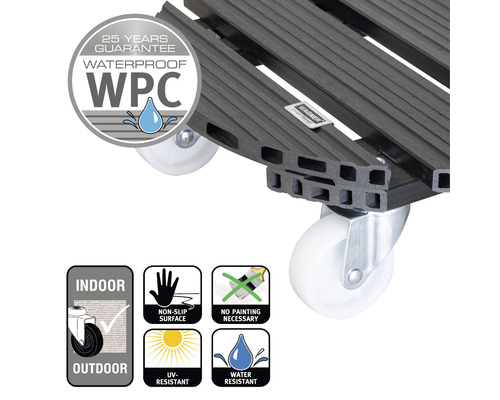 Planche à roulettes en WPC avec 25 ans de garantie, étanche, pour l''intérieur et l''extérieur, surface antidérapante, pas de peinture nécessaire, résistante aux UV, hydrofuge.