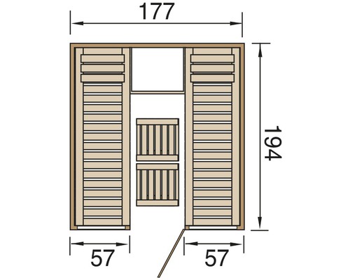 Plan d''une sauna avec dimensions