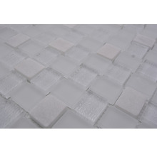 Mosaïque de verre avec pierre naturelle XCMR07 mélange de blanc 27.3x27.3 cm