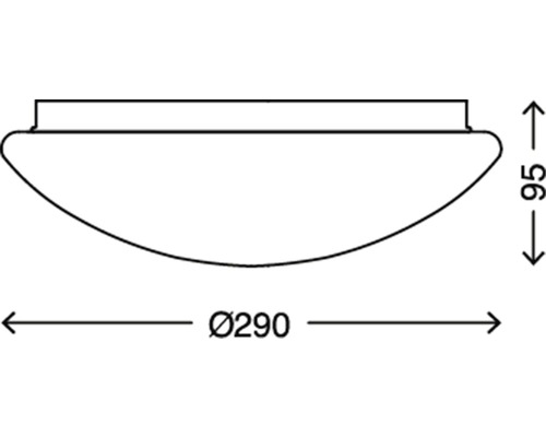 Schéma technique d''un plafonnier avec indications de dimensions