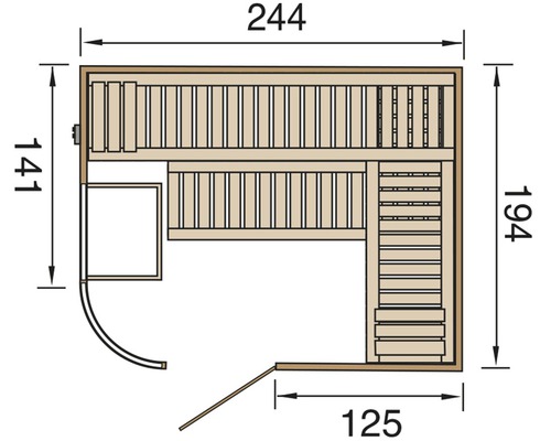 Plan d''une sauna avec dimensions
