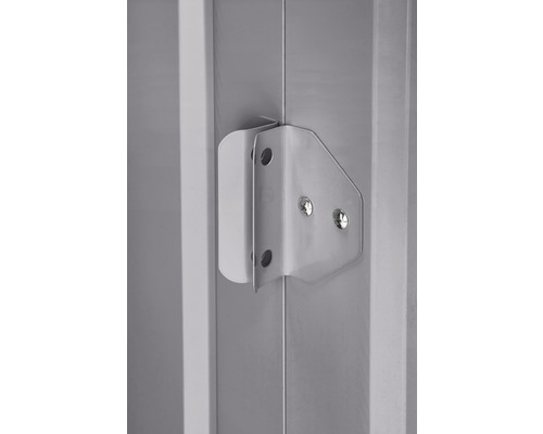 Detailansicht eines Metallschranks mit einem Scharnier