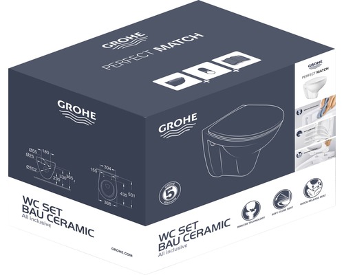 Verpackung einer Grohe Bau Ceramic WC Garnitur