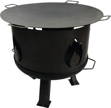 Feuerstelle mit Grillplatte und Flammenmuster
