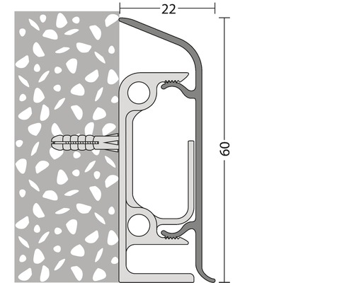 Dessin technique d''un profilé de dimensions 22 et 60 millimètres