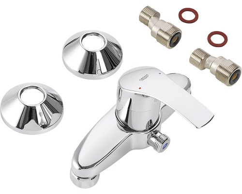 Grohe Einhand-Waschtischbatterie mit Rosetten und Anschlüssen