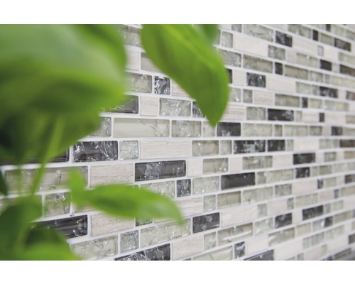 Carreaux muraux en mosaïque de verre avec pierres rectangulaires