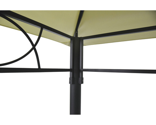 Detailansicht eines Pavillons mit Baldachin und Metallrahmen