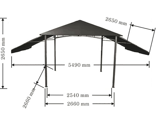 Abmessungen Pavillon mit Seitenmarkise