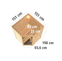 Sauna d''angle en bois avec dimensions