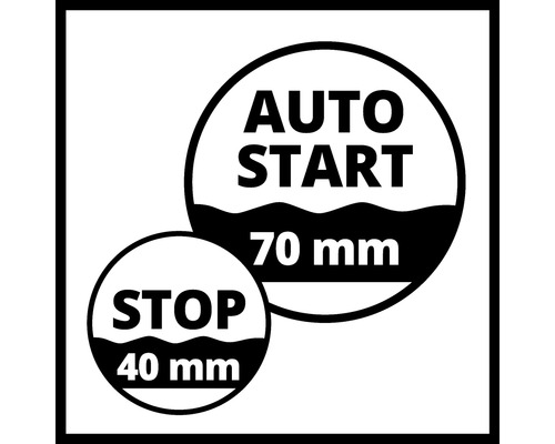 Autostart bis 70 mm Symbol und Stopp bis 40 mm Symbol