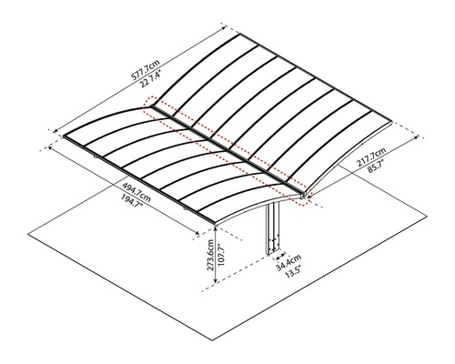 Dimensions de l''abri de voiture
