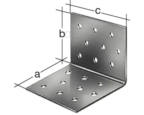 Equerre de fixation avec trous et dimensions.