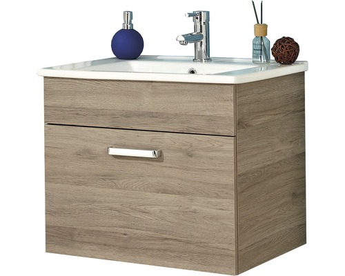 Meuble sous-lavabo avec tiroir, robinetterie et accessoires