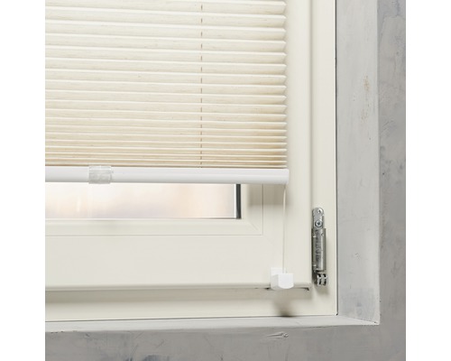 Fenster mit Faltrollo zur Lichtsteuerung und Privatsphäre.