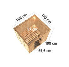 Dimensions d''un sauna en bois avec des zones de couchage