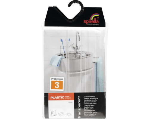 Rideau de douche transparent en plastique emballé de Spirella