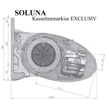 SOLUNA Kassettenmarkise Exclusiv 2,5x1,5 Stoff Dessin 6363 Gestell RAL 7016 anthrazitgrau Antrieb rechts inkl. Motor und Wandschalter-thumb-8