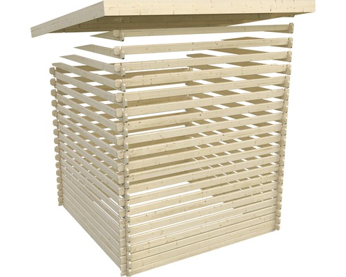 Holzkonstruktion eines Gerätehauses in Bauweise