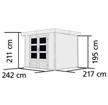Gartenhaus Karibu Kodiak 3 mit Anbaudach 2,8 m 521 x 238 cm terragrau