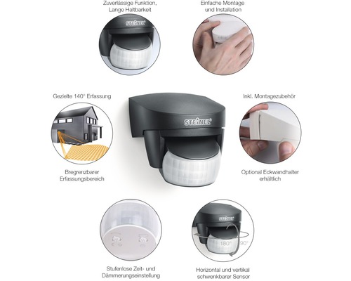 Steinel Bewegungsmelder mit Montagehinweisen