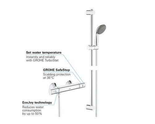 Ensemble de douche avec robinet thermostatique et douchette à main