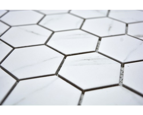 Carreaux hexagonaux blancs aspect marbre